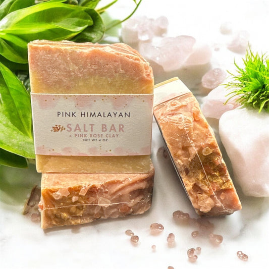 Pink Himalayan Salt Bar + Pink Rose Clay (Goat Milk + Lemon Essential Oil)